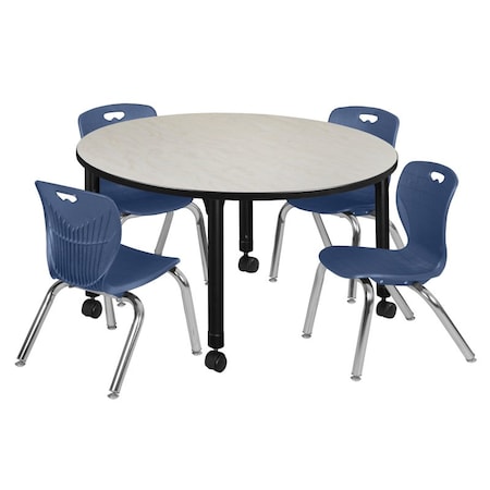 Regency Tables > Height Adjustable > Round Mobile Table & Chair Sets, 48 W, 48 L, 23-34 H, Maple TB48RNDPLAPCBK45NV